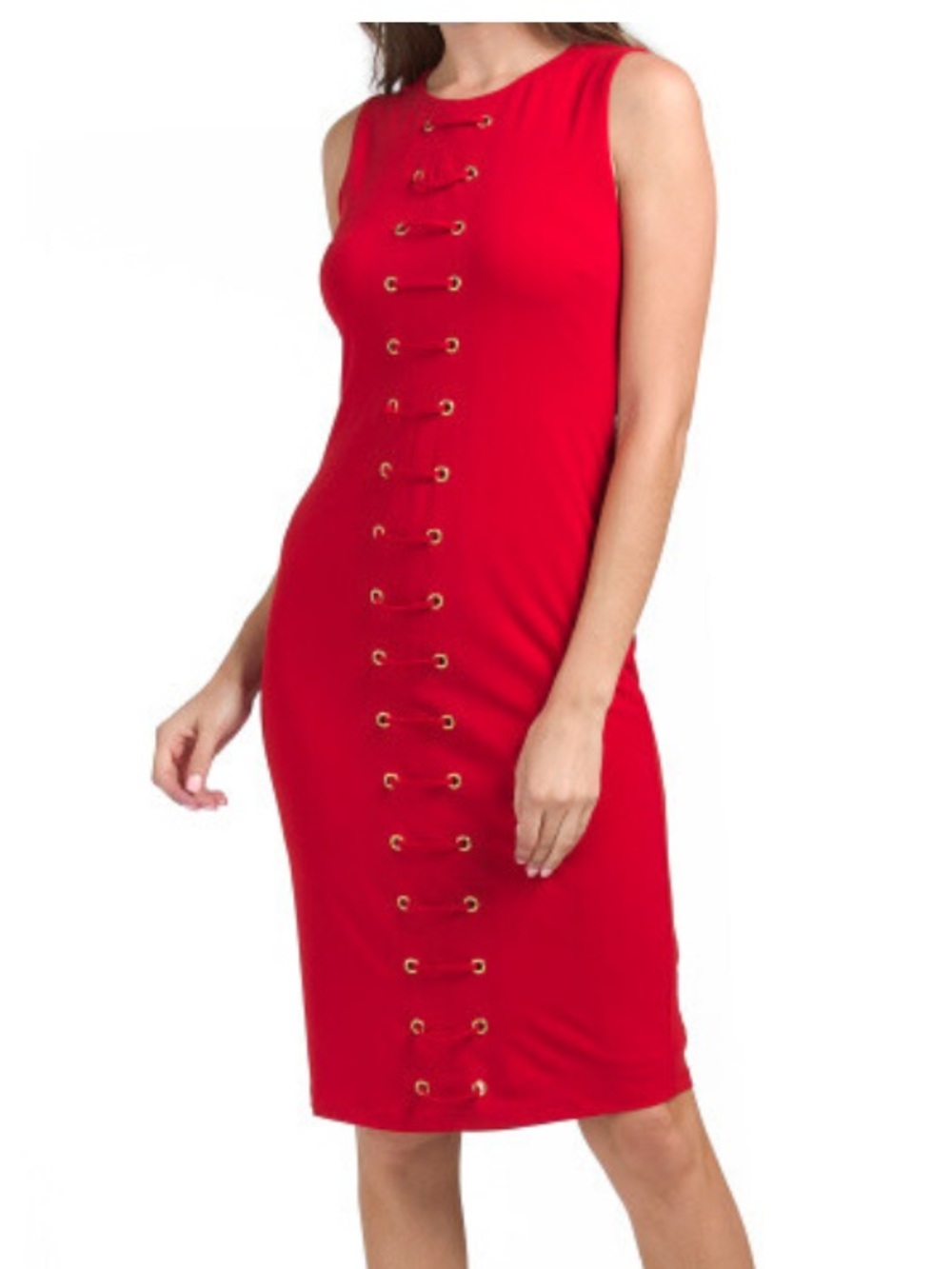 NWT Carmen Marc Valvo Red Sleeveless  Sheath Dress size M